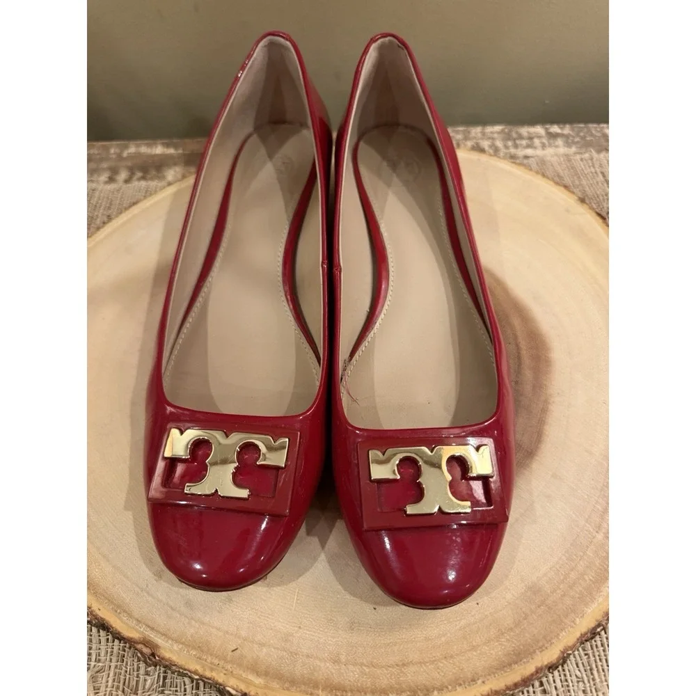 Tory Burch Gigi Women's Red Patent Leather Block Heel Pumps Size 8.5! $285‎